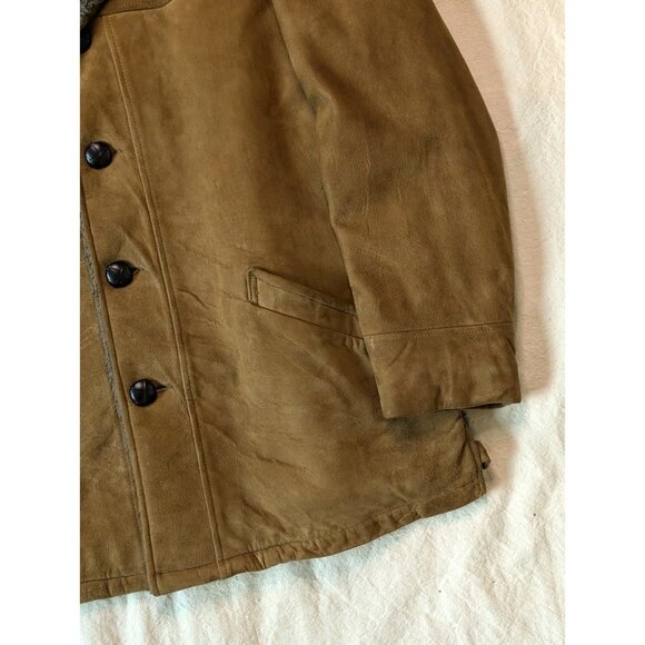 McGreggor Jacket Vintage 70s Brown Sueded Shearling Fur Button Overcoat Men's 42 - Picture 6 of 11